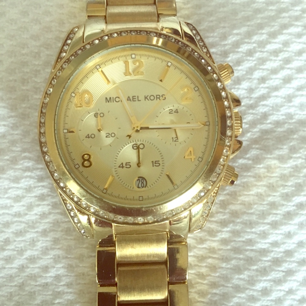 Authentic Michael Kors Gold Watch diamond bezel
